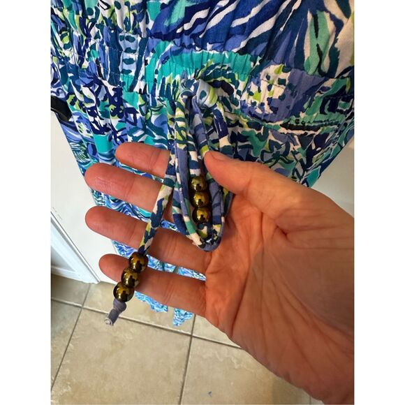 Lilly Pulitzer Paulina Blue V-Neck Sneak a Beak Drawstring Jumpsuit Size XS - Picture 5 of 10